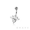 316L SURGICAL STEEL MULTI CZ STRAWBERRY HEART BELLY BUTTON NAVEL RING 